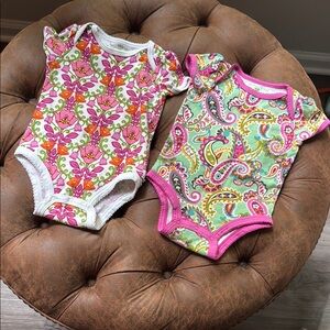 Vera Bradley Pink and Green Floral Bodysuits
